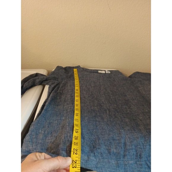 Women's Anthropology Sigrid Olsen 100% Linen Blue Dressy Blouse Large - Picture 7 of 7